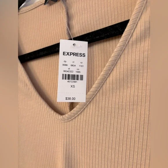 Express Tan V-Neck Puff Sleeve Blouse NWT - Picture 2 of 4